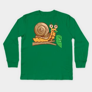Cartoon Snail Kids Long Sleeve T-Shirt